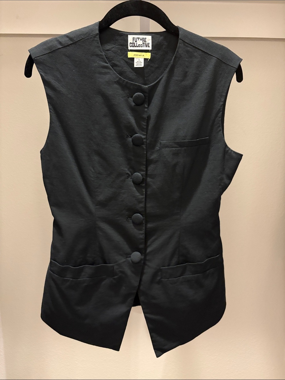 Future Collective Black Sleeveless Button Vest